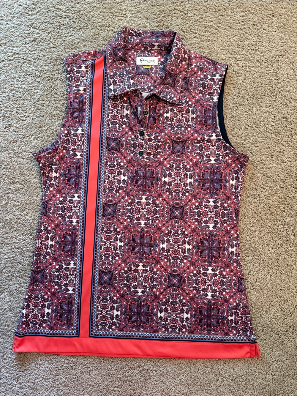 Greg Norman Collection Sleeveless Polo Tank in Red, Navy, White